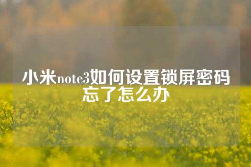 小米note3如何设置锁屏密码忘了怎么办